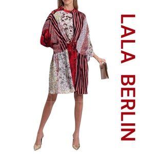 LALA BERLIN Daffie Multi Patchwork Mini Dress, Size L.